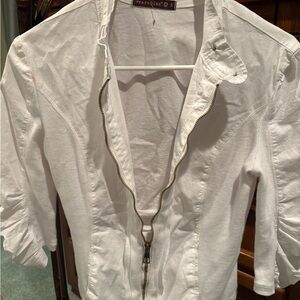 Wearables White Zip-Up Blouse